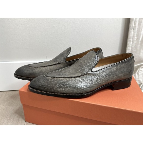 New Di Bianco Istria Men Gray Leather Penny Loafers Slip On Shoes 11.5 & belt main image 6